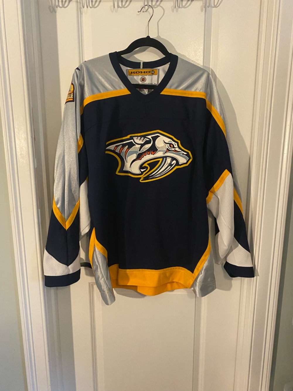 Vintage Koho Nashville Predators Navy Blue and Gold Hockey Jersey